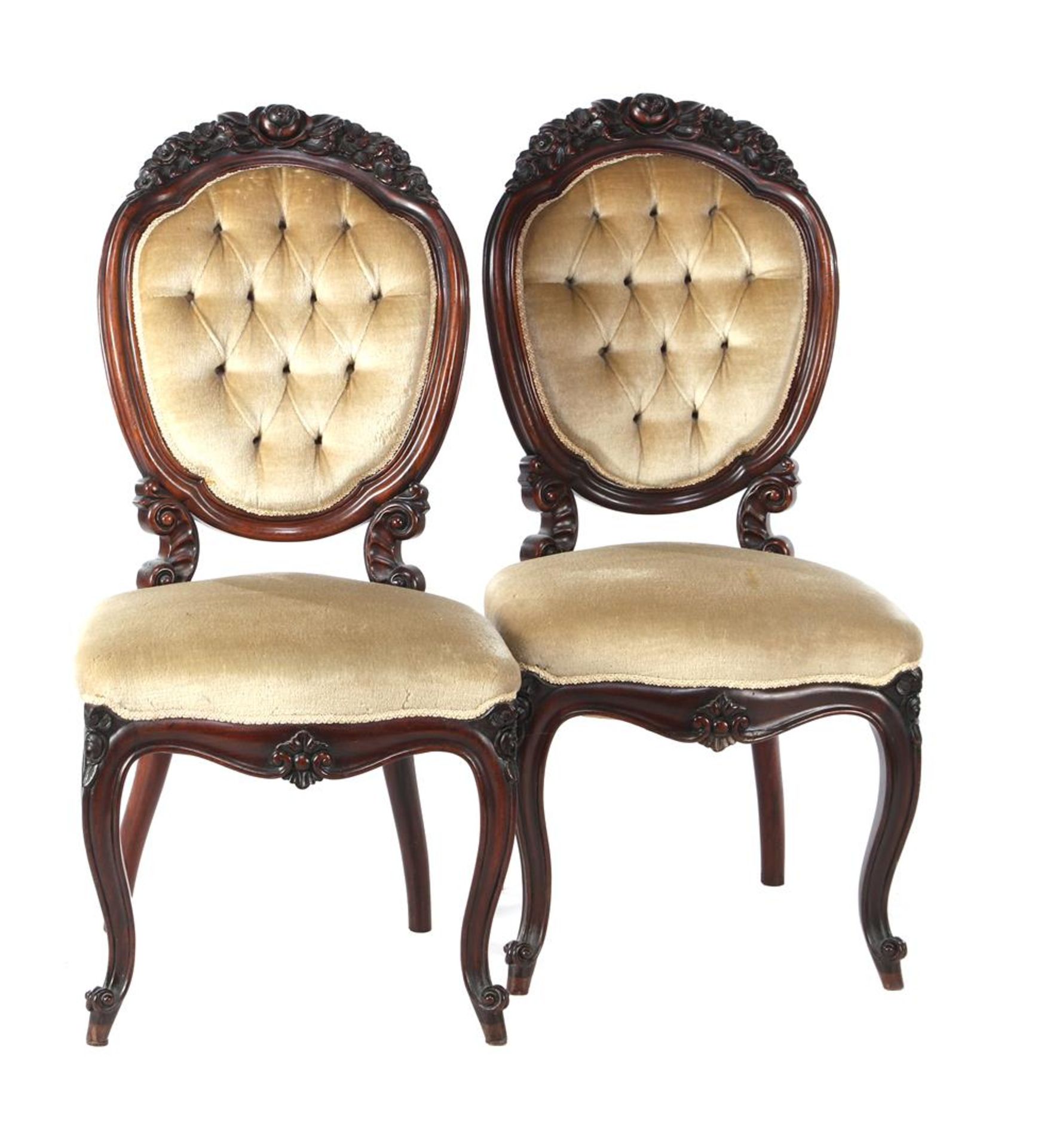 2 mahogany upholstered dining room chairs