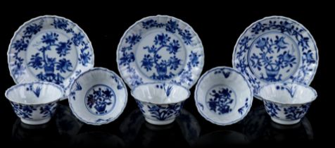 5 porcelain cups and 3 saucers, Kangxi
