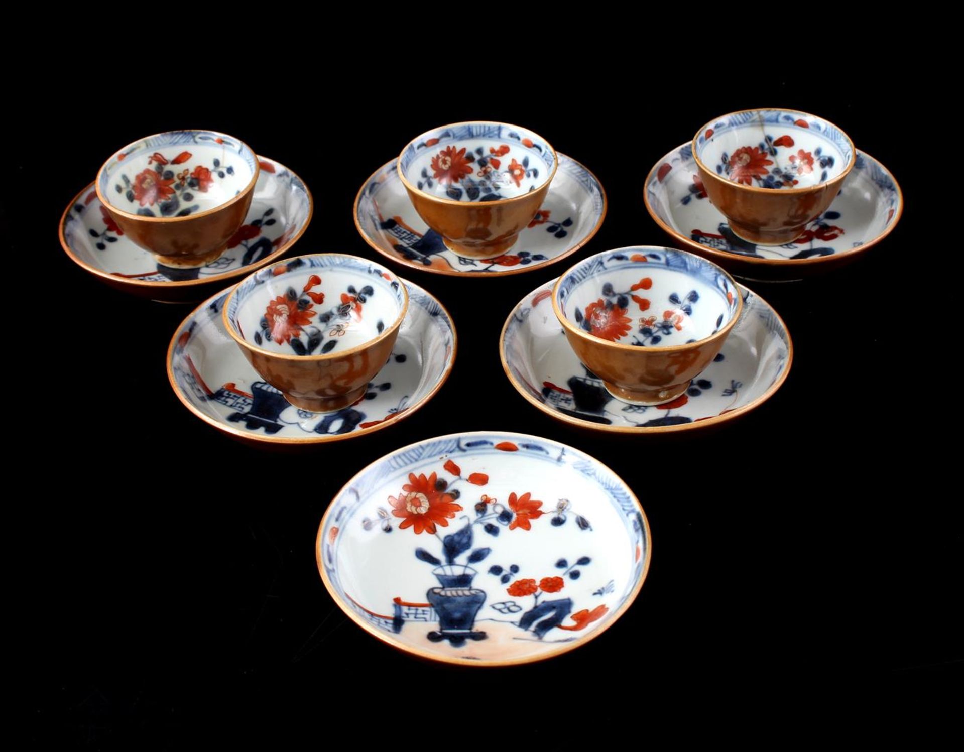 5 porcelain cup and 6 saucers, Qianlong