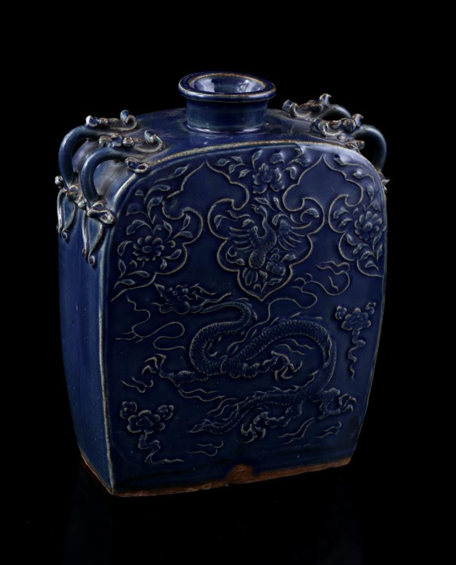 Earthenware blue glazed vase, 20th