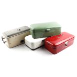 Lot enamelled bread bins and Aesculap drum