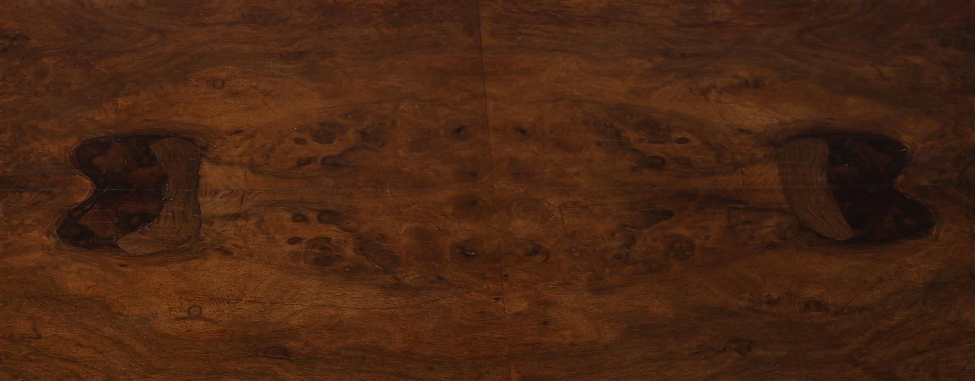 Burr walnut veneer on oak 7-drawer desk - Image 2 of 2
