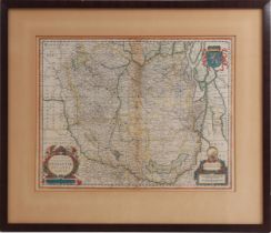 Framed colored topographical map of Brabant