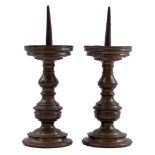 2 bronze pen candlesticks