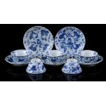 5 porcelain cups and saucers, Kangxi