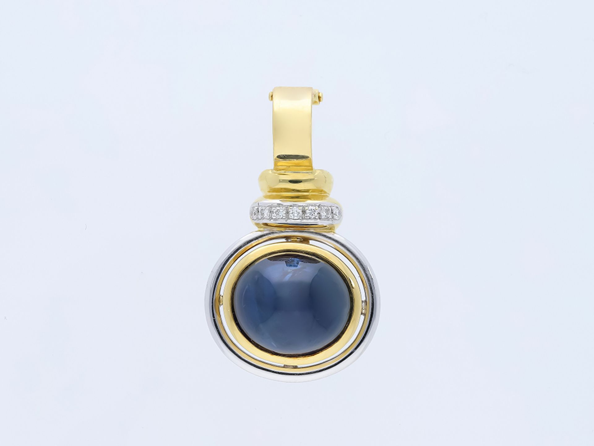 Pendant Sapphire 750/18 Yellow Gold Diamond - Image 2 of 6