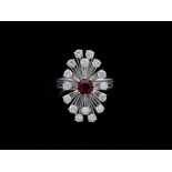 18 kt White Gold Ruby Diamond Ring