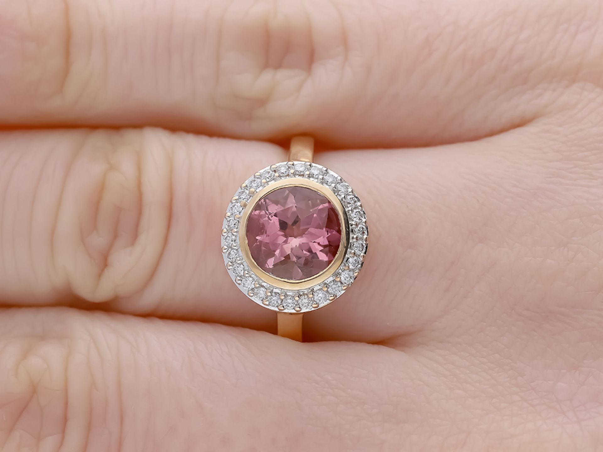 Ring Tourmaline 585 / 14 Pink Gold Diamond - Image 7 of 8