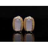 Studs Quartz Sapphire 585 / 14 Pink Gold Diamond