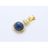 Pendant Sapphire 750/18 Yellow Gold Diamond