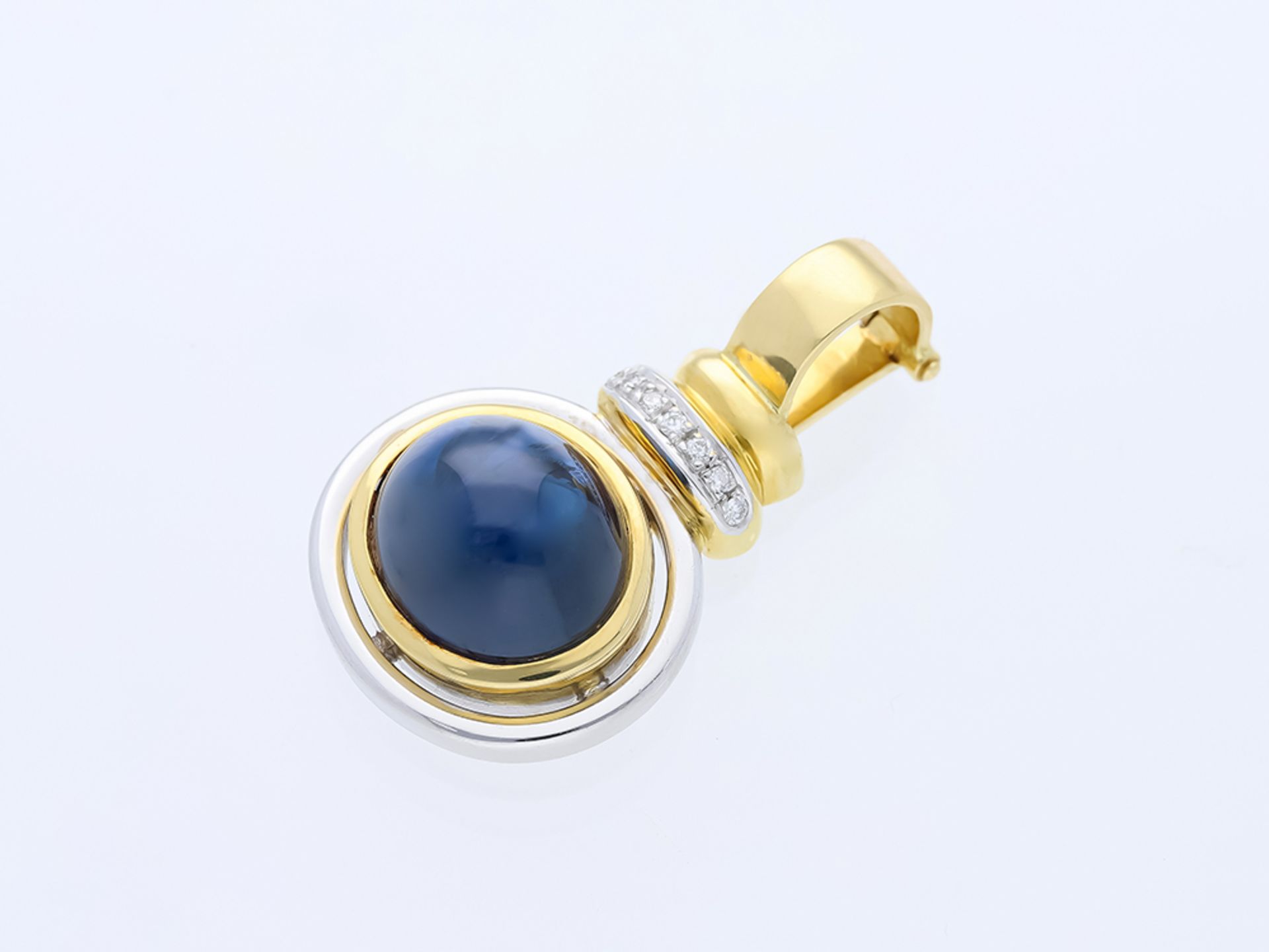 Pendant Sapphire 750/18 Yellow Gold Diamond