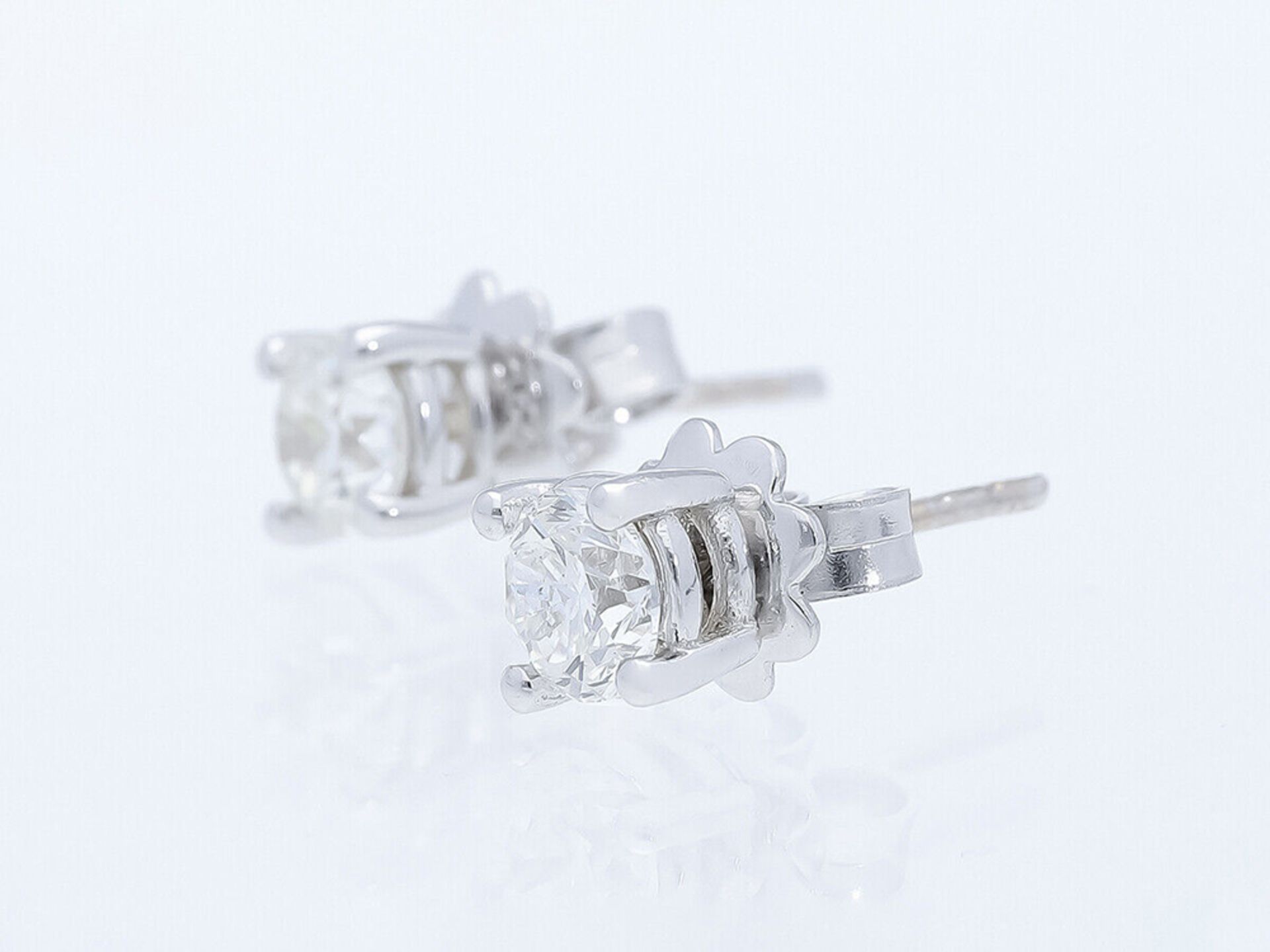 Earrings Diamond 750 / 18 White gold with GIA Report - Image 2 of 6