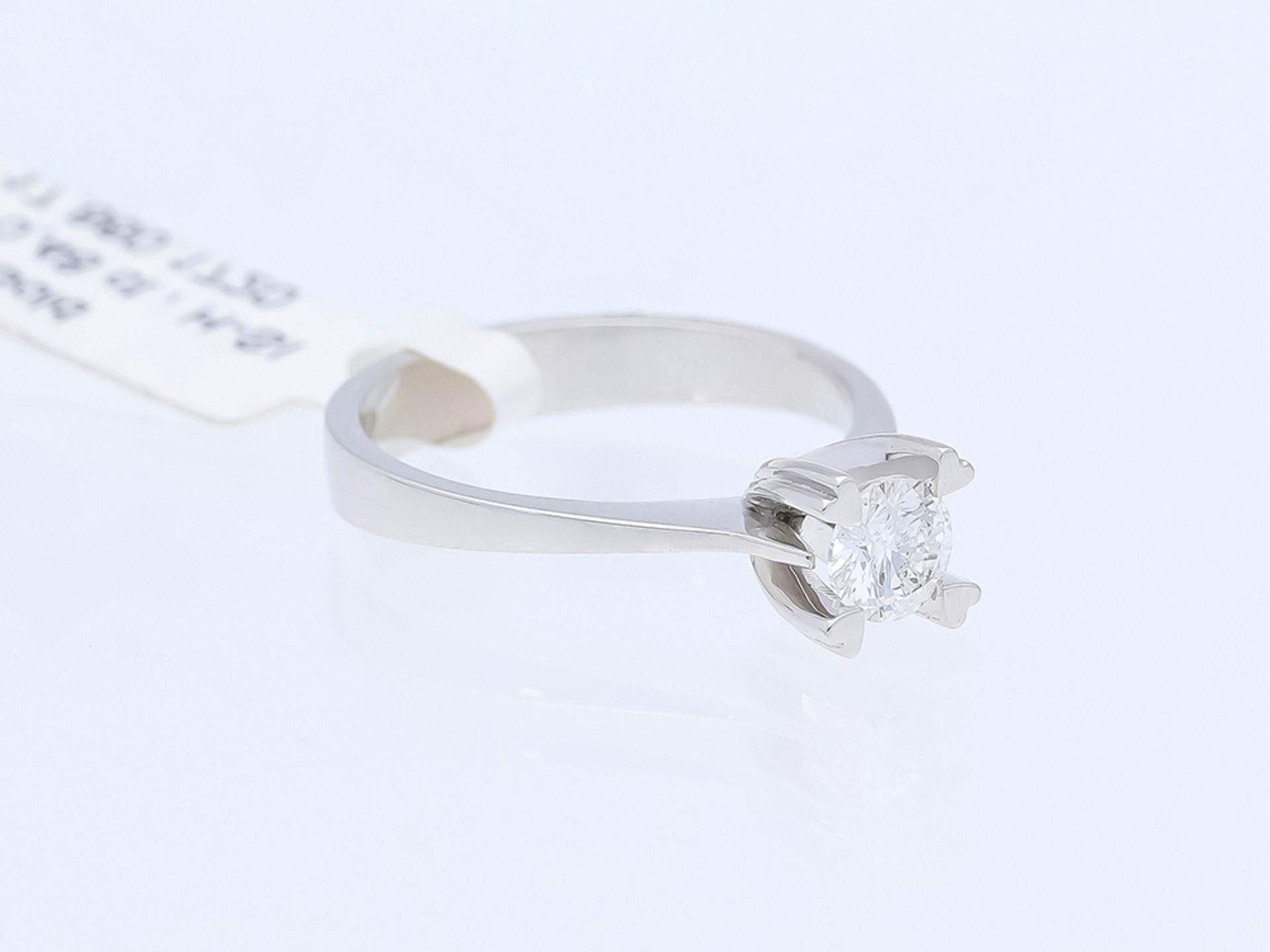 Ring Solitär Diamant 750 / 18 Karat Weißgold - Bild 3 aus 8
