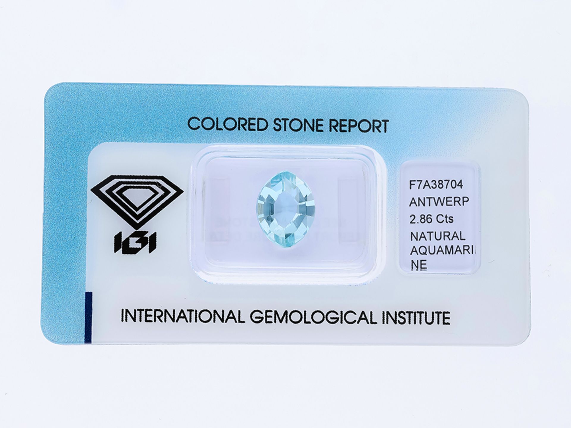 Gemstone Aquamarine 2,86 ct. with IGI Report
