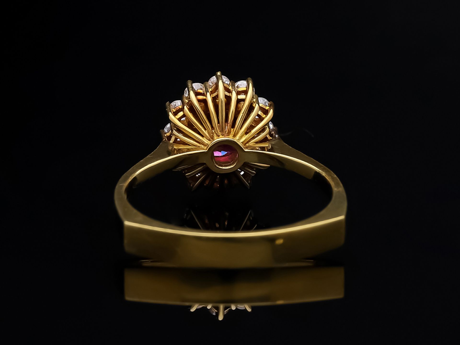 Ring Rubin Diamant 750 / 18 Karat Gelbgold - Bild 3 aus 6