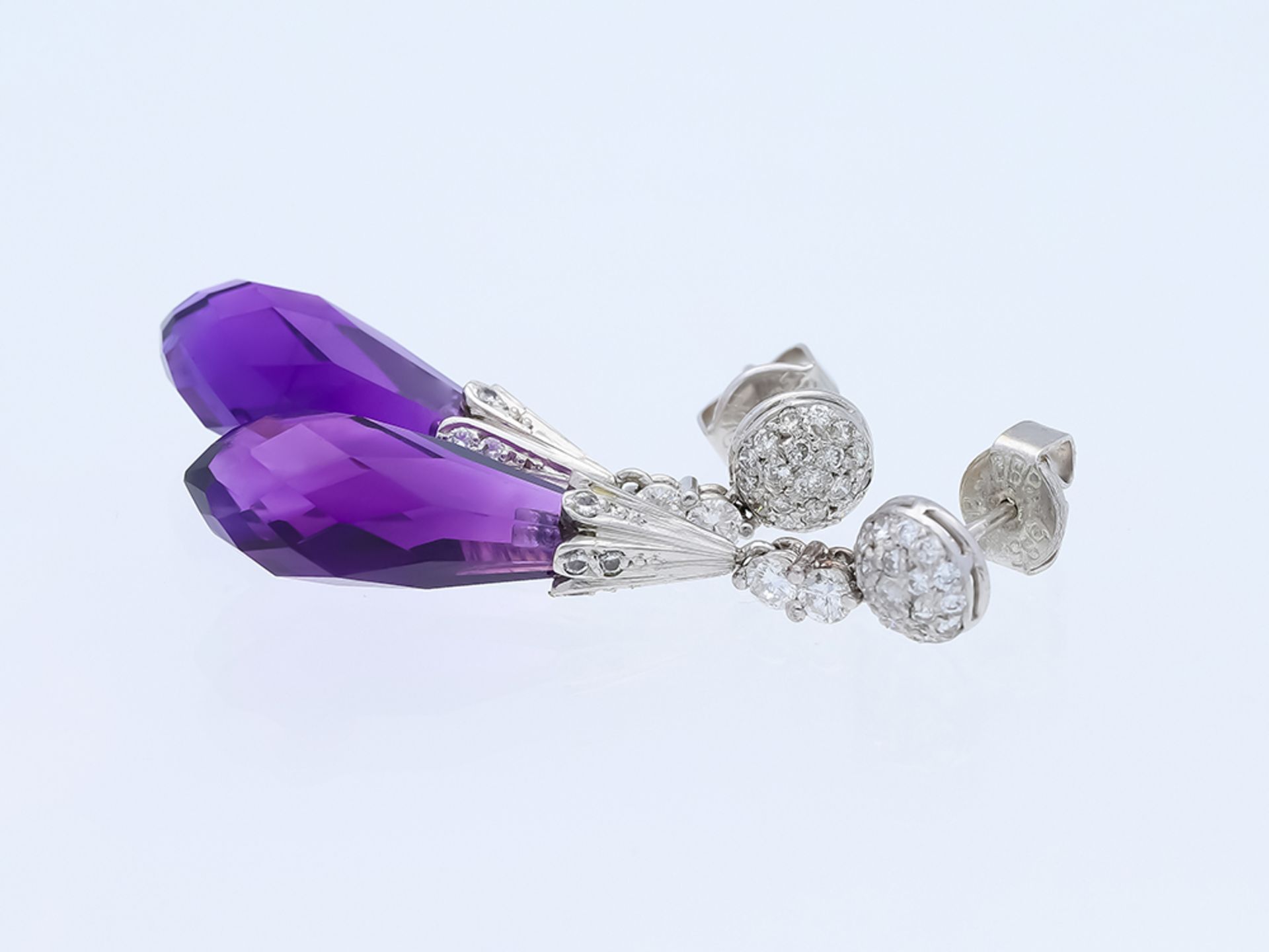 14 kt White Gold Amethyst Diamond Set - Image 11 of 12