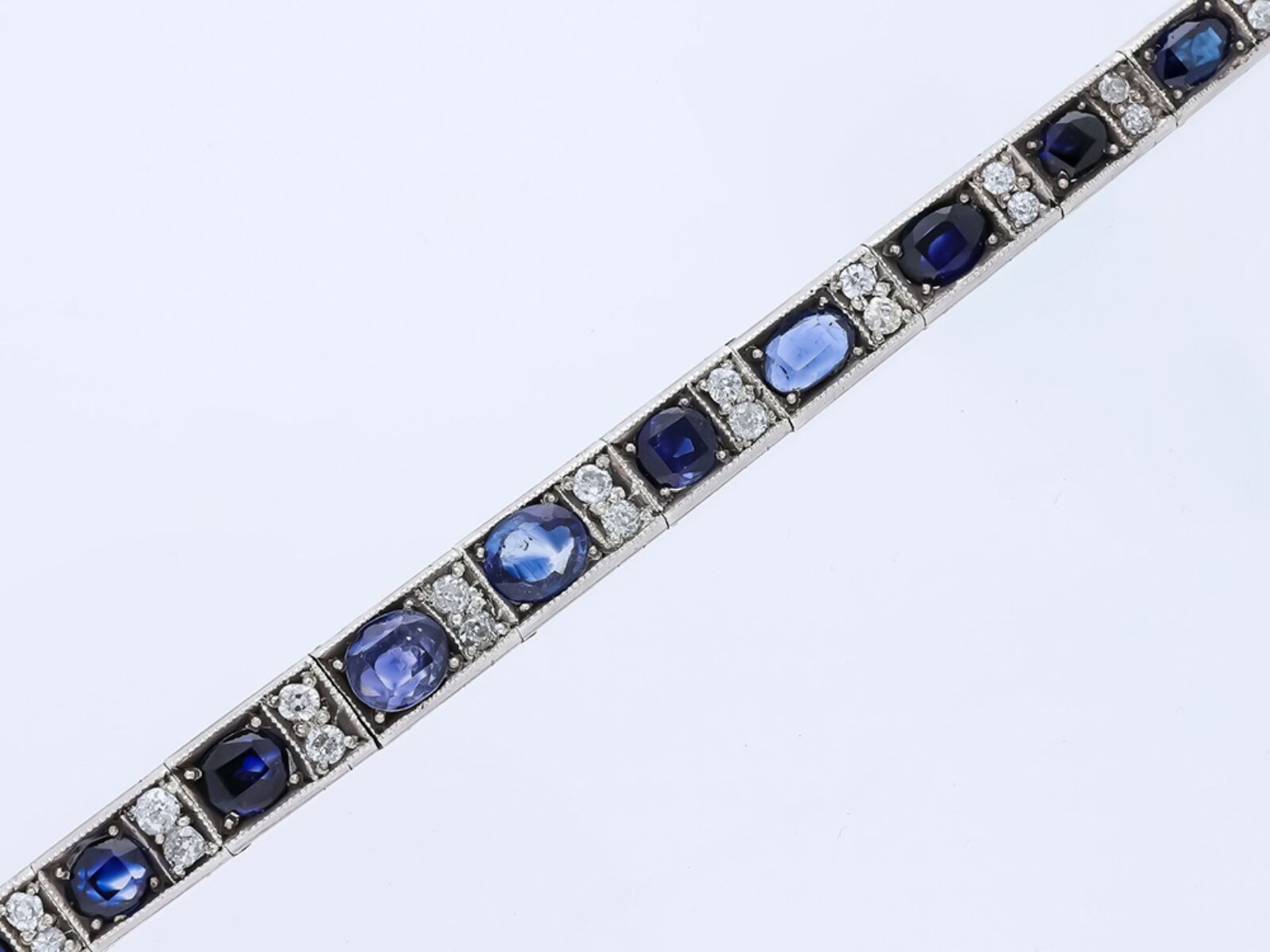 antikes Armband unbehandelte Saphire und Diamanten 800 Silber DSEF Expertise - Bild 2 aus 6