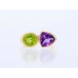 Ring Amethyst Peridot 585 / 14 Karat Rose Gold