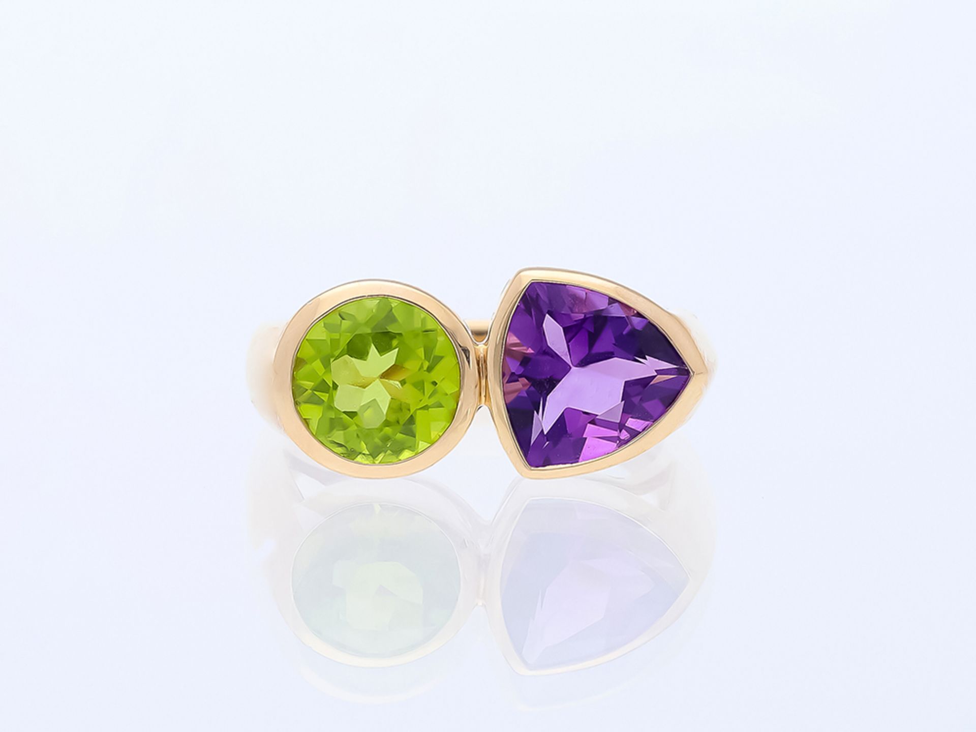 Ring Amethyst Peridot 585 / 14 Karat Rose Gold