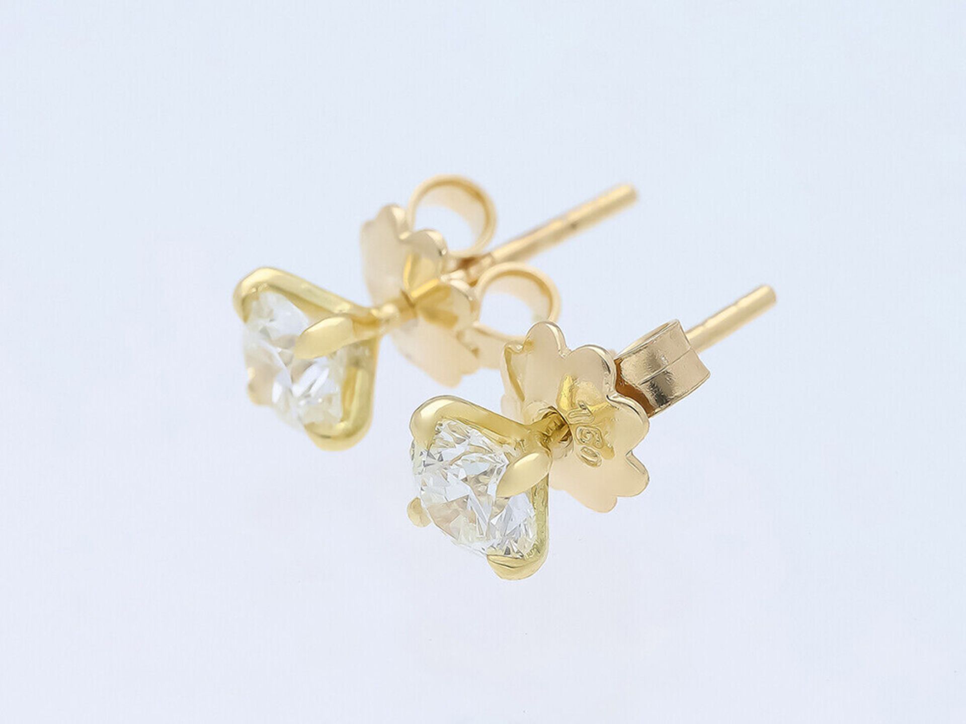 Ohrringe Diamant 750 / 18 Karat Gelbgold mit IGI Zertifikat - Bild 2 aus 6