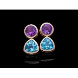 Studs Topaz Amethyst 14 kt Pink Gold