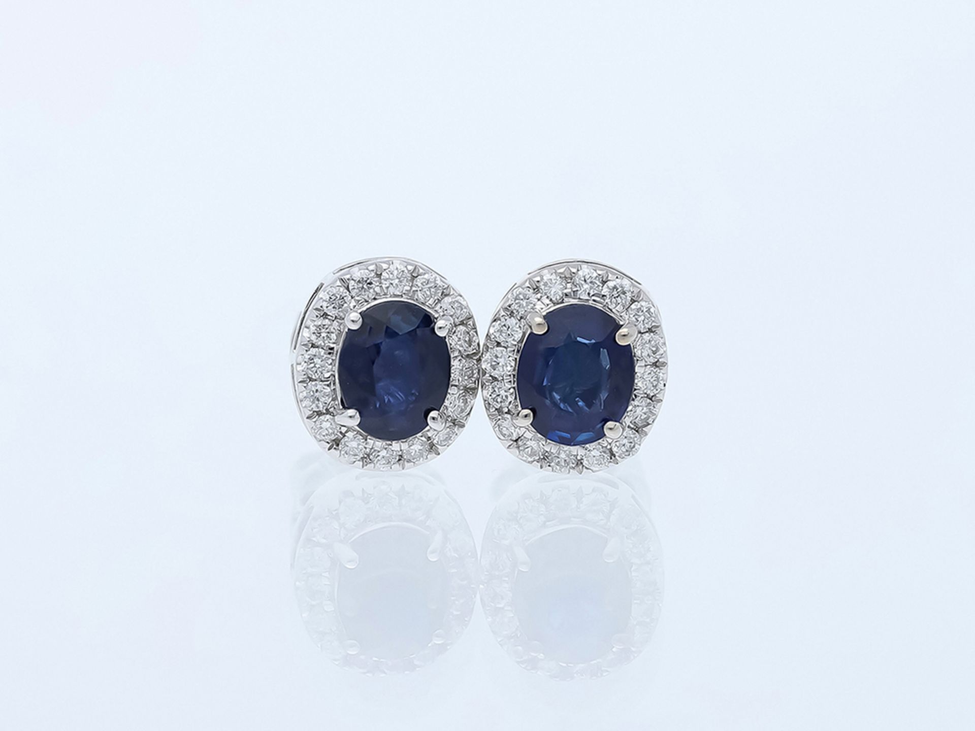 Earrings Sapphire 585 / 14 White gold Diamond