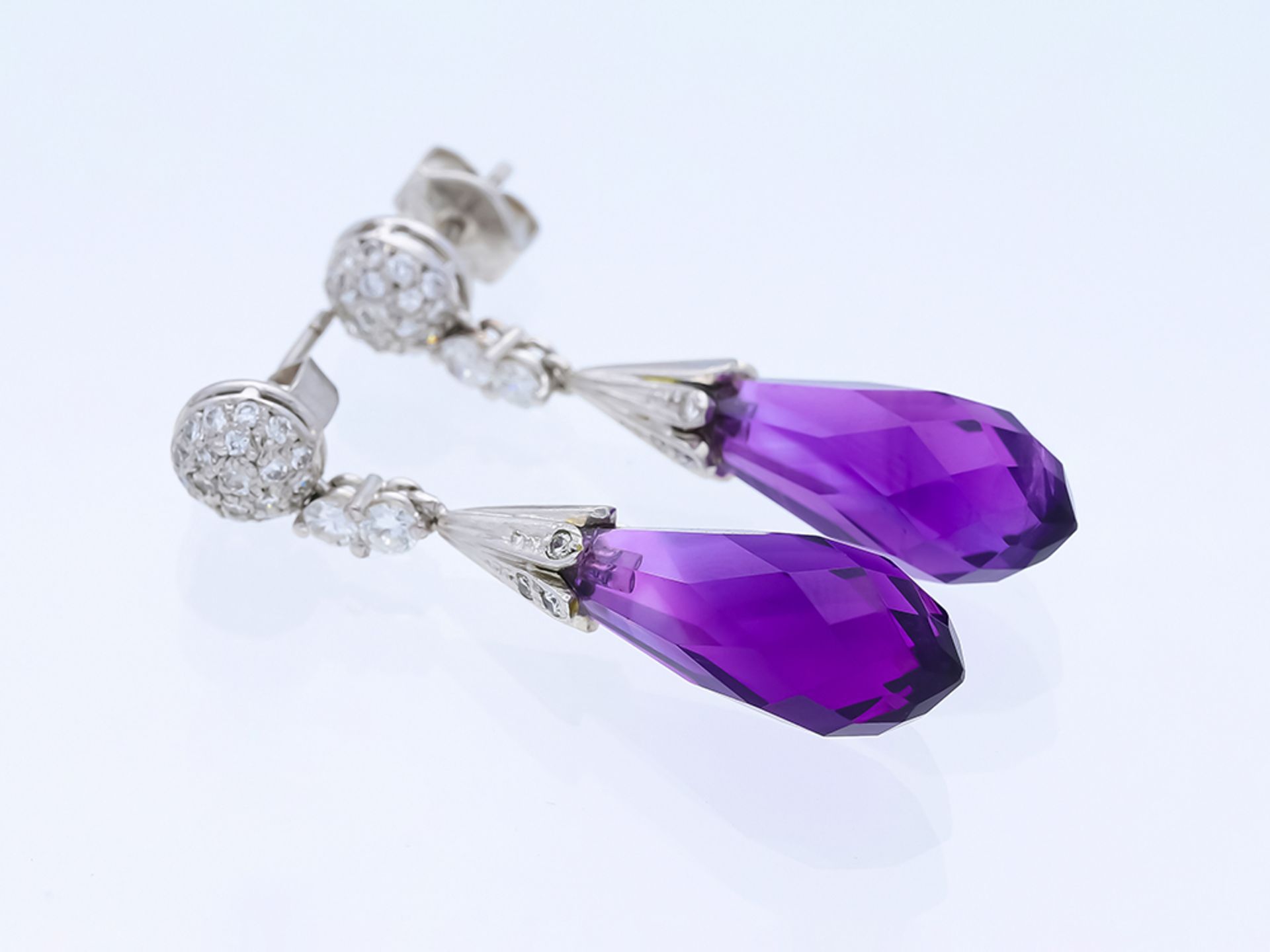 14 kt White Gold Amethyst Diamond Set - Image 12 of 12