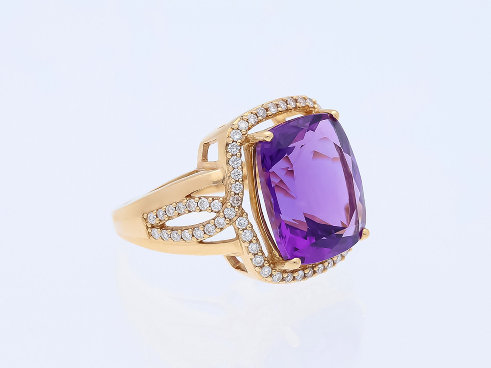 Ring mit 6,80 Karat Amethyst in 585 / 14 Karat Rose Gold - Bild 3 aus 8