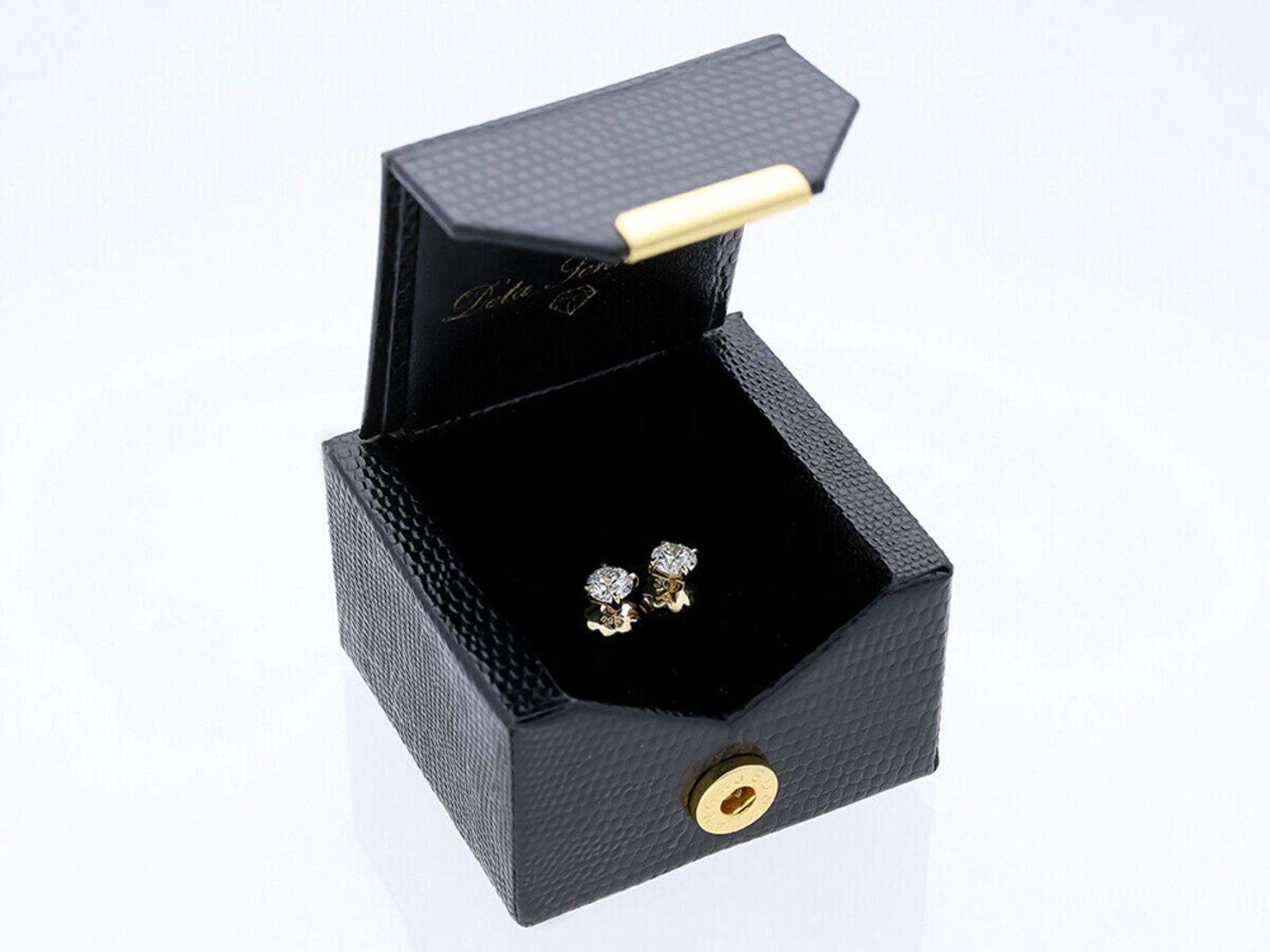 Ohrringe Diamant 750 / 18 Karat Gelbgold mit IGI Zertifikat - Bild 6 aus 6