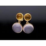 Studs Citrine Quartz 14 kt Pink Gold