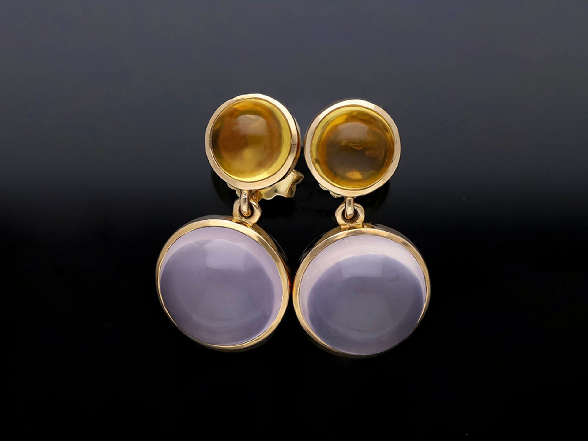 Studs Citrine Quartz 14 kt Pink Gold