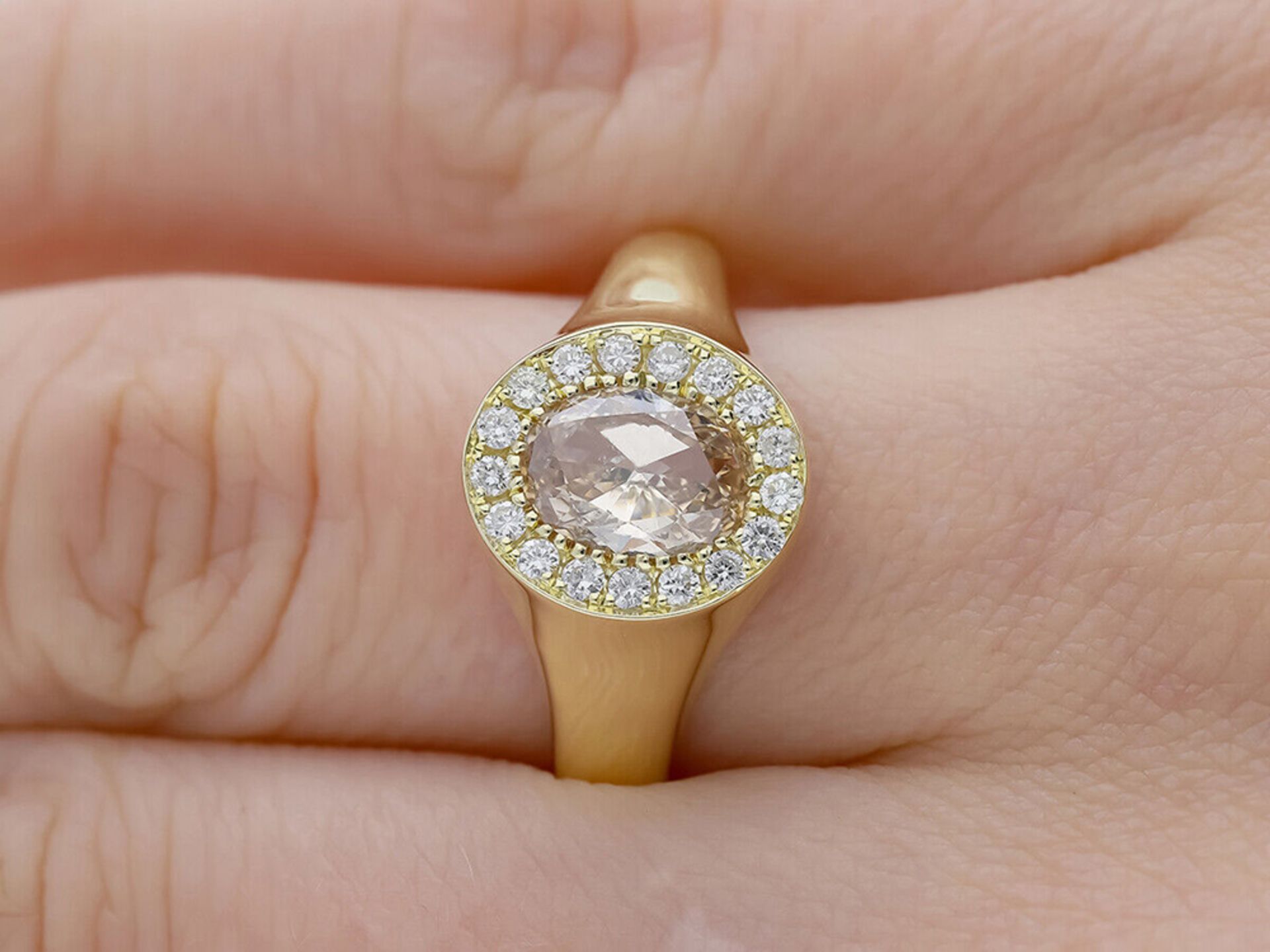 Ring Diamanten 585 / 14 Karat Gelbgold GIA Expertise - Bild 6 aus 6