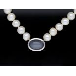 Chain with South Sea Pearl 585/14 White Gold Freshwater Pearls Quartz