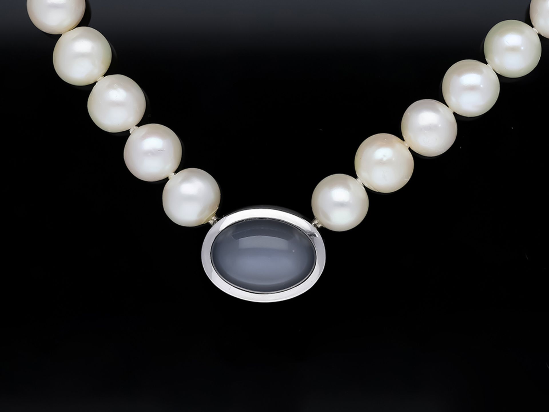 Chain with South Sea Pearl 585/14 White Gold Freshwater Pearls Quartz