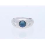 Ring 14 kt White Gold Sapphire Diamond