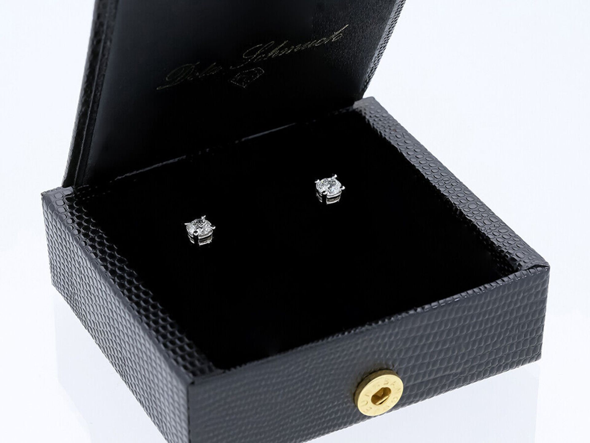 Ohrringe 1,00 Karat Diamanten in 750 / 18 Karat Weißgold, GIA Zertifikat - Bild 6 aus 6