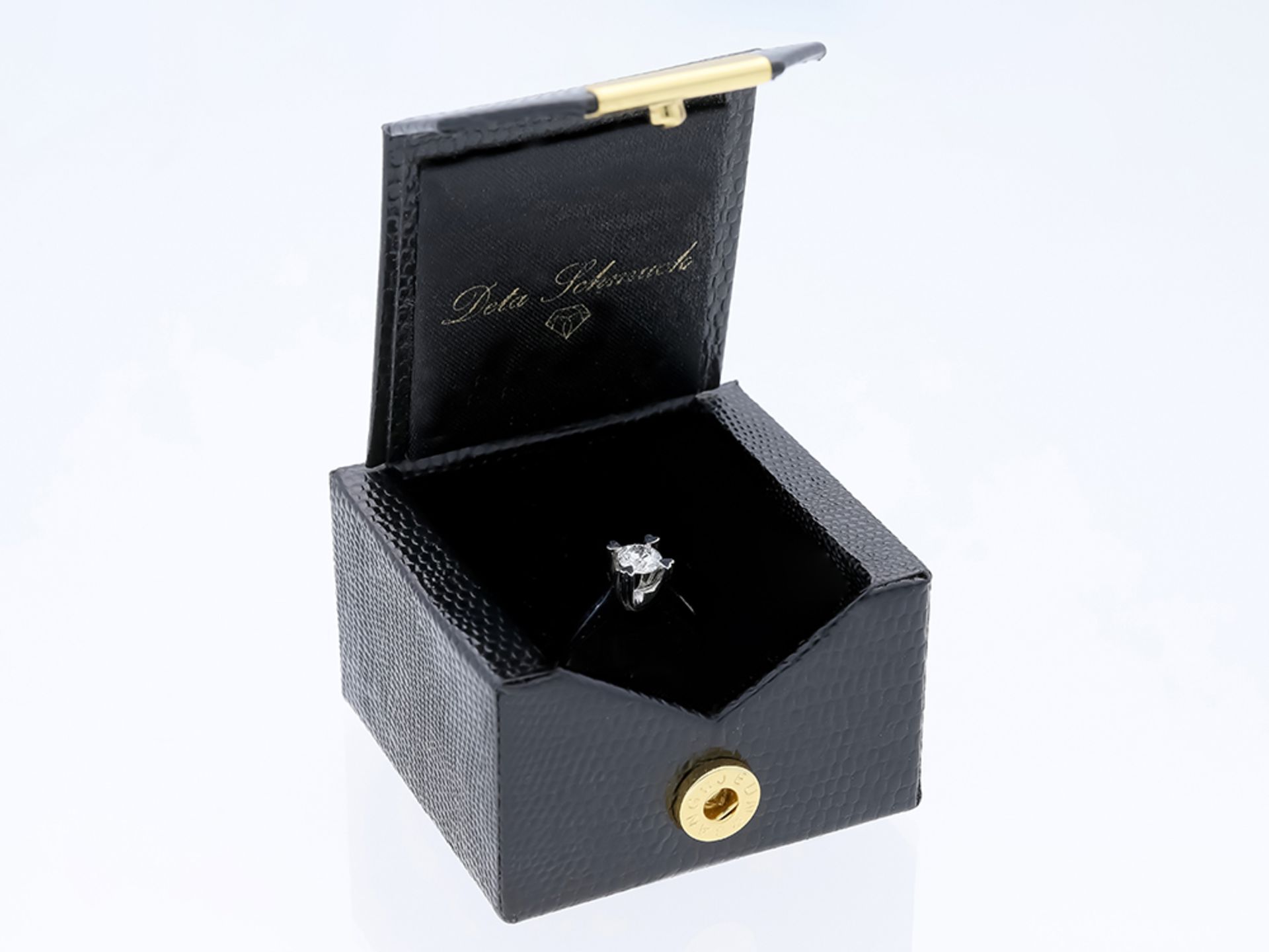 Ring Solitär Diamant 750 / 18 Karat Weißgold - Bild 8 aus 8