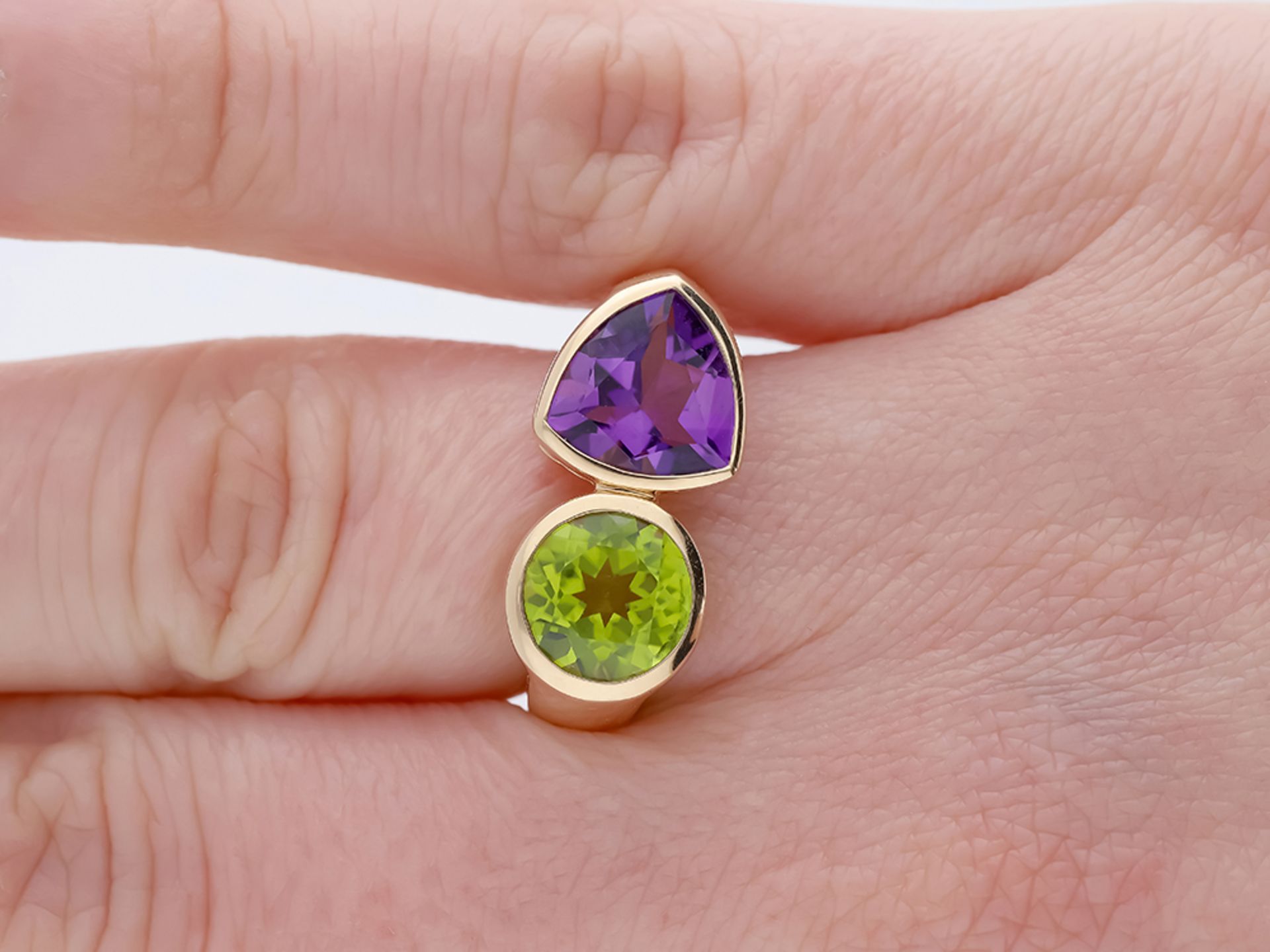 Ring Amethyst Peridot 585 / 14 Karat Rose Gold - Bild 7 aus 8