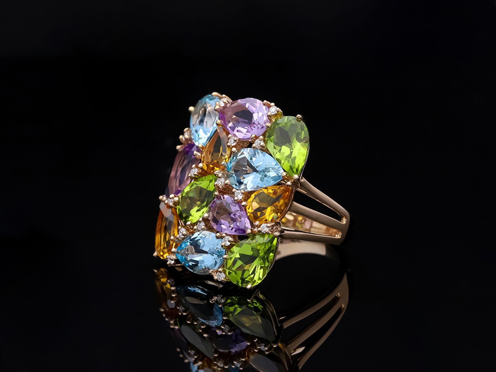 Ring Topas Peridot Citrin Amethyst 585 / 14 Karat Rose Gold - Bild 2 aus 8