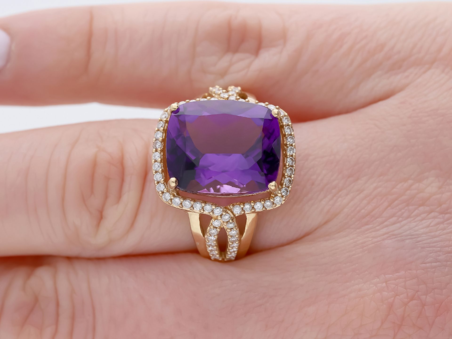 Ring mit 6,80 Karat Amethyst in 585 / 14 Karat Rose Gold - Bild 7 aus 8