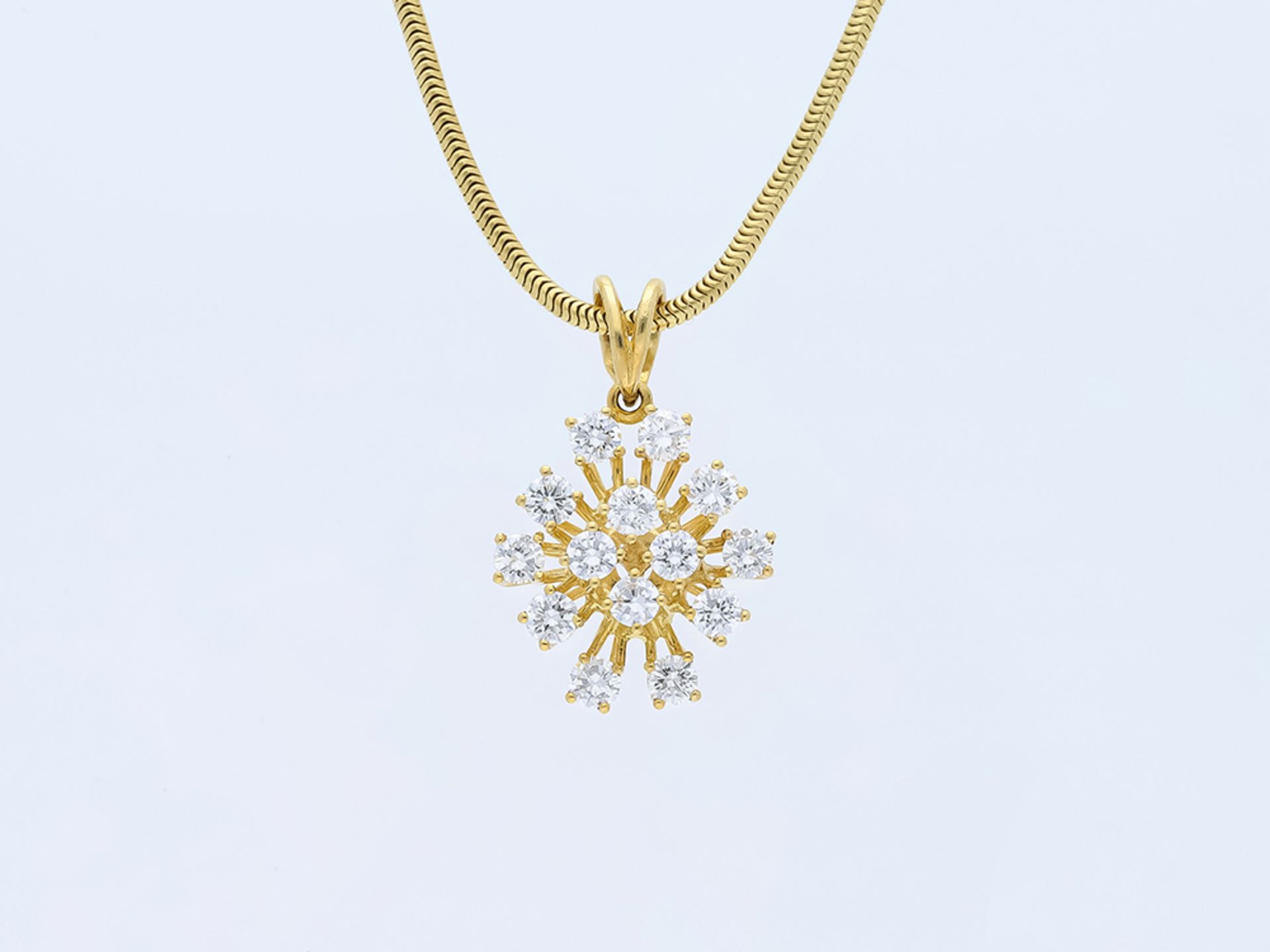 Halskette mit Anhänger Diamant 585 / 14 Karat Gelbgold