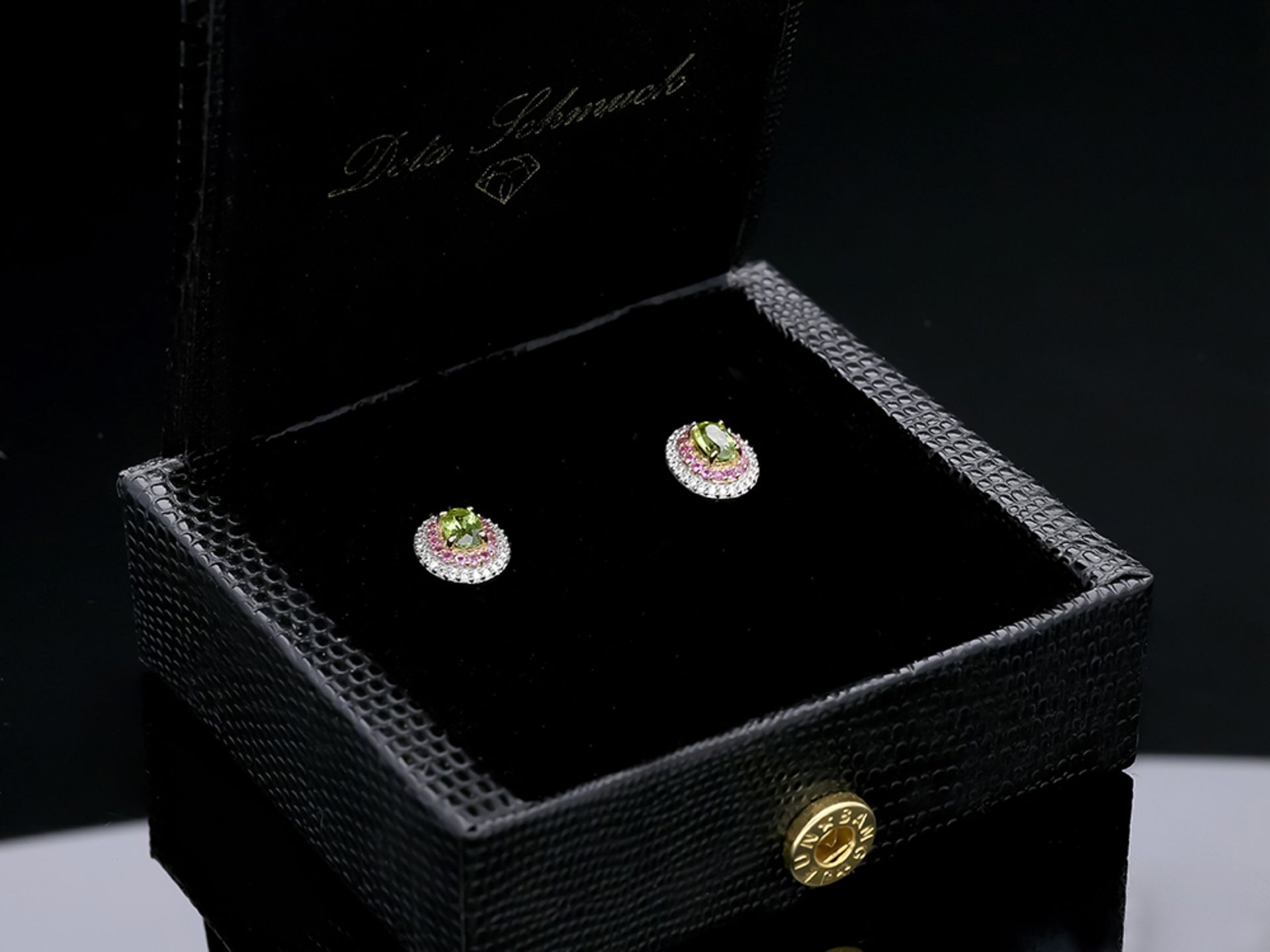 Studs Peridot Sapphire 585 / 14 Pink Gold - Image 8 of 8