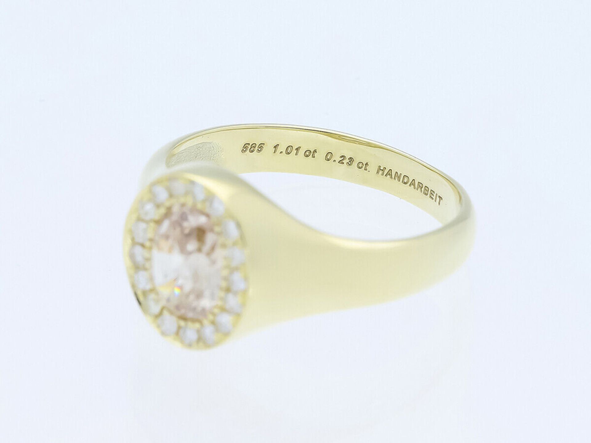 Ring Diamanten 585 / 14 Karat Gelbgold GIA Expertise - Bild 3 aus 6