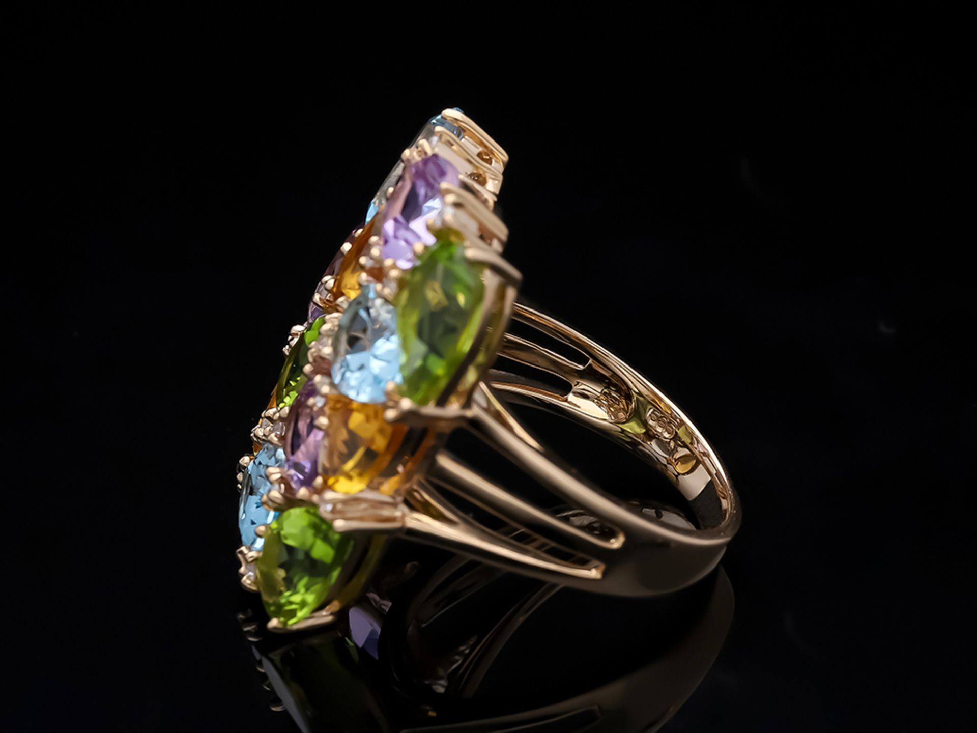 Ring Topas Peridot Citrin Amethyst 585 / 14 Karat Rose Gold - Bild 5 aus 8