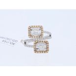 bicolor Ring Diamant 750 / 18 Karat Weiß und Gelbgold
