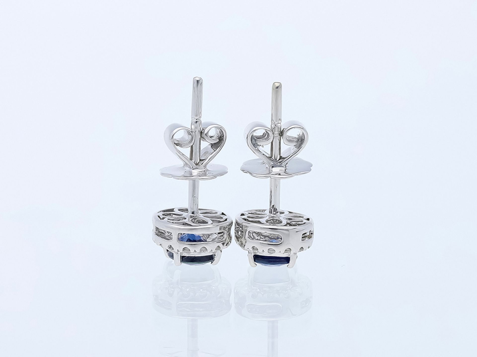 Earrings Sapphire 585 / 14 White gold Diamond - Image 5 of 6