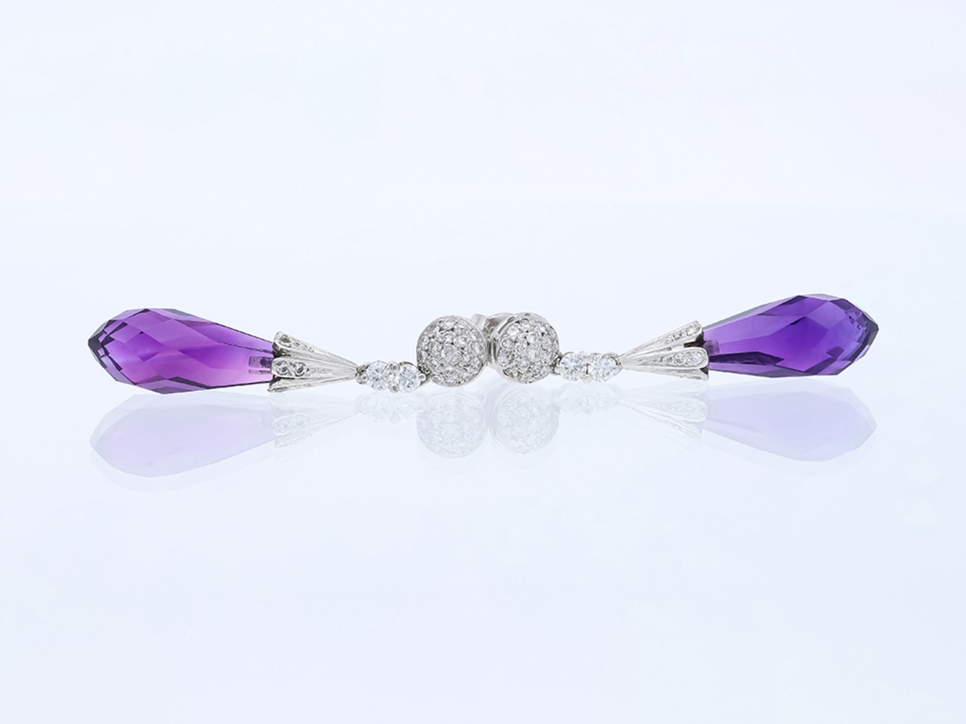 14 kt White Gold Amethyst Diamond Set - Image 5 of 12