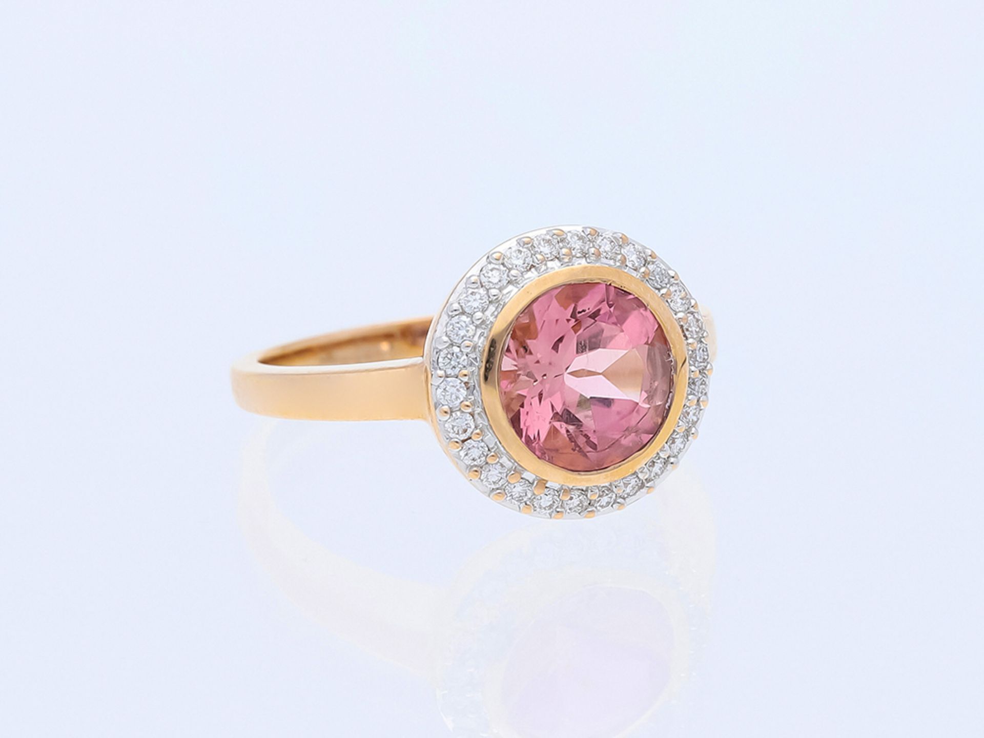 Ring Tourmaline 585 / 14 Pink Gold Diamond - Image 2 of 8