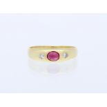 Ring Rubin Diamanten 585 / 14 Karat Gelbgold