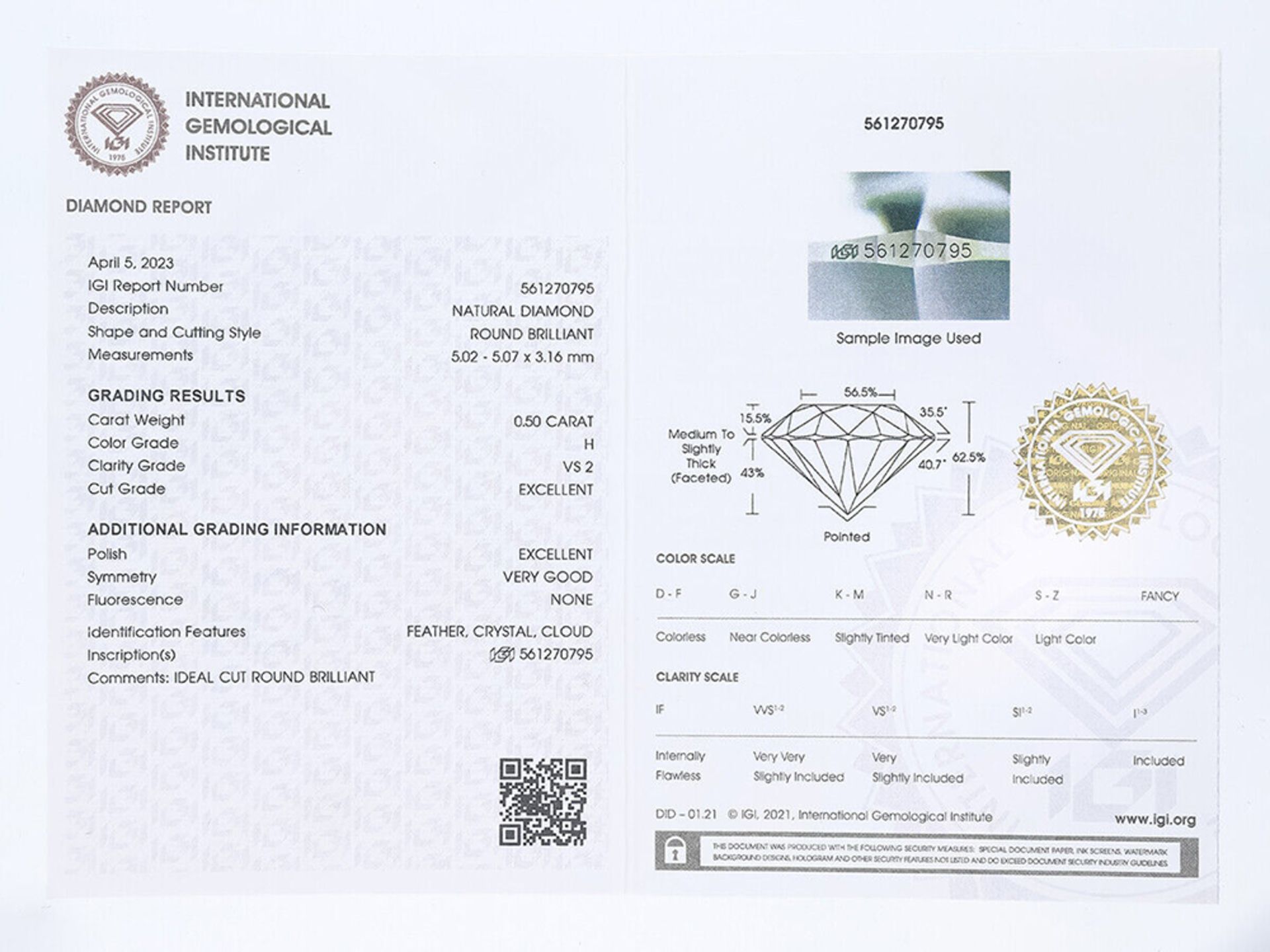 Ohrringe Diamant 750 / 18 Karat Gelbgold mit IGI Zertifikat - Bild 3 aus 6